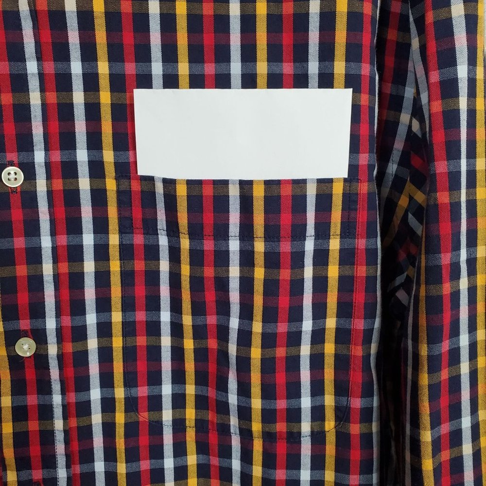 Christian Berg Stockholm Mens Size L Shirt Button Down 100% Cotton Plaid Navy - Picture 6 of 10